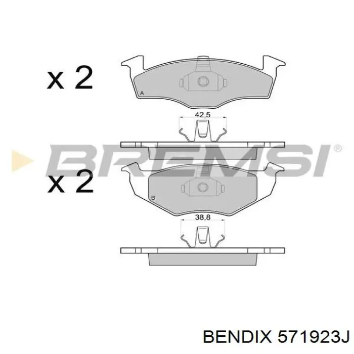 Передні тормозні колодки 571923J Jurid/Bendix