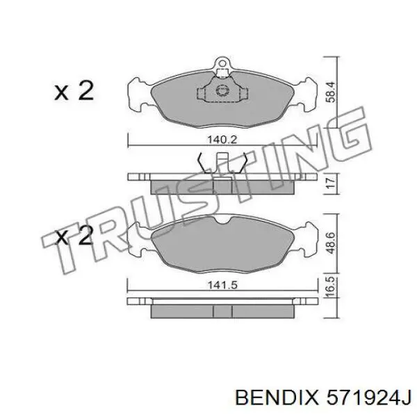 Передні тормозні колодки 571924J Jurid/Bendix