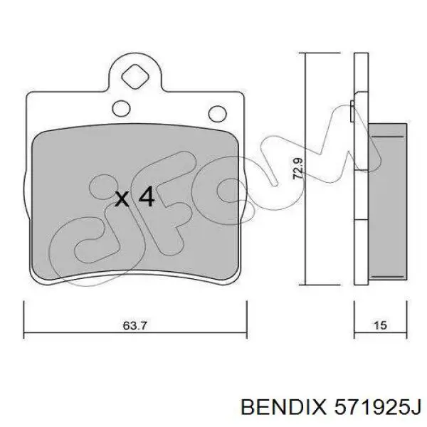 Задні гальмівні колодки 571925J Jurid/Bendix