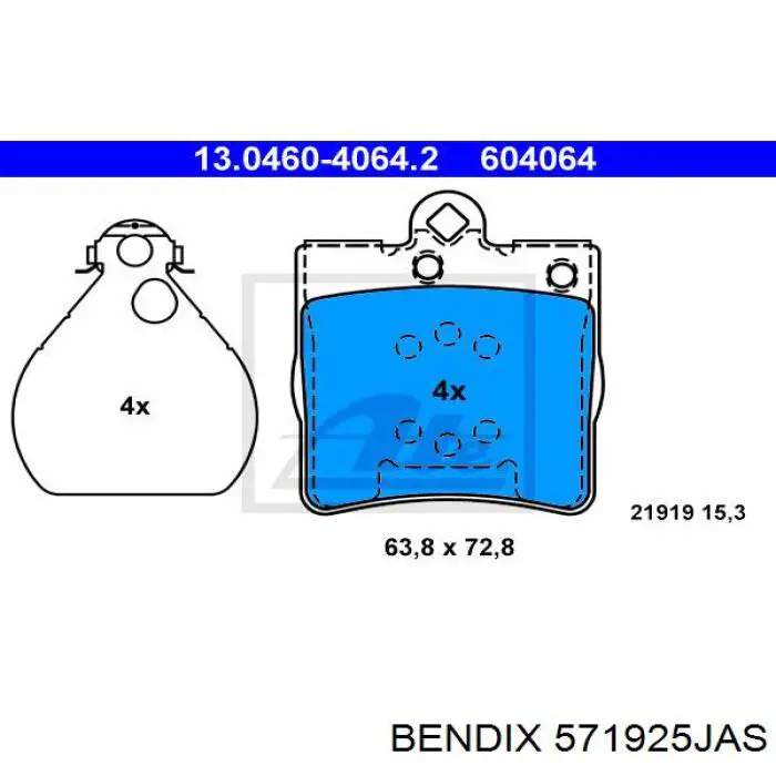Задні гальмівні колодки 571925JAS Jurid/Bendix