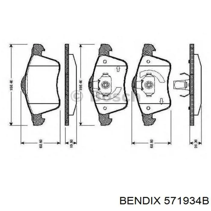 571934B Jurid/Bendix Передні гальмівні колодки