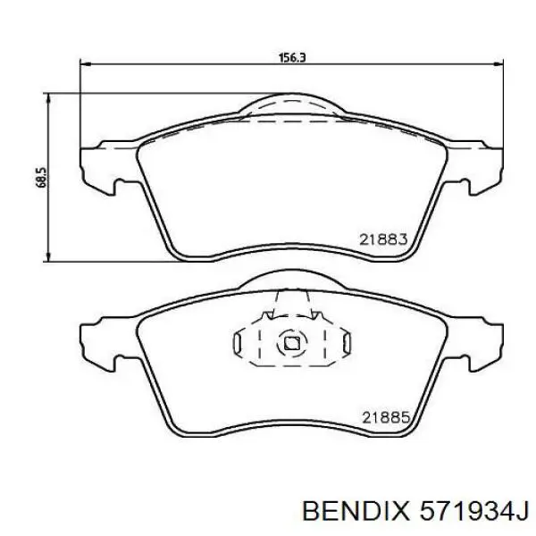 Передні тормозні колодки 571934J Jurid/Bendix