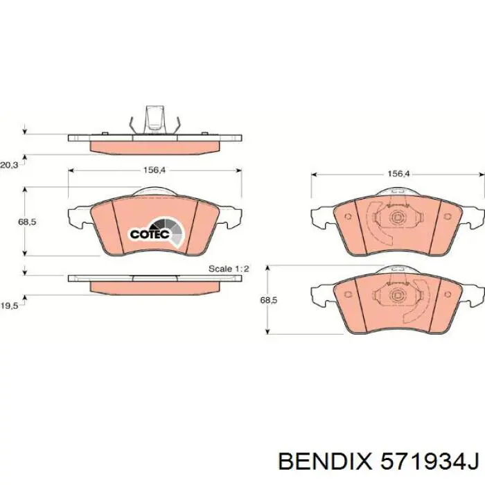 Купити 571934J Jurid/Bendix Колодки гальмівні передні, дискові