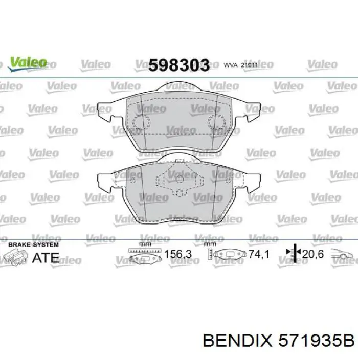 Купити 571935B Jurid/Bendix Колодки гальмівні передні, дискові