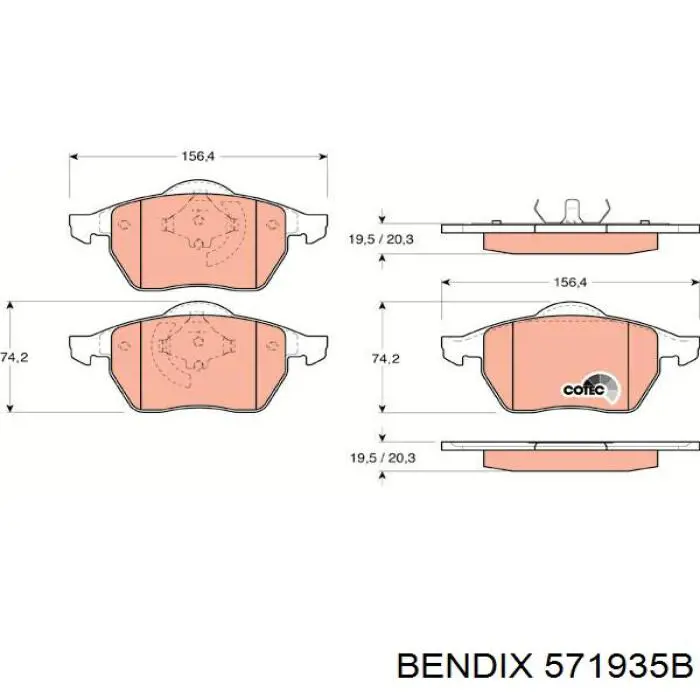 571935B Jurid/Bendix Передні гальмівні колодки