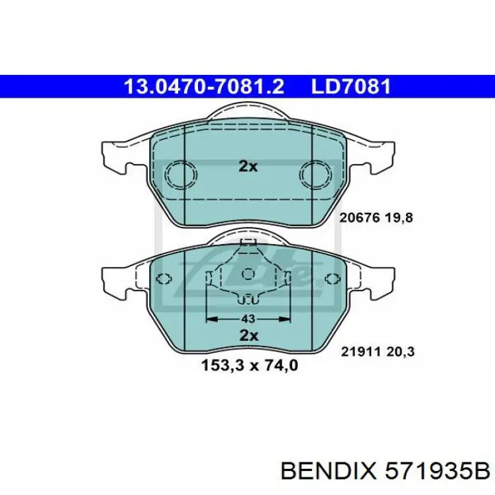Гальмівні колодки Jurid/Bendix 571935B ціна, від 24.04 USD