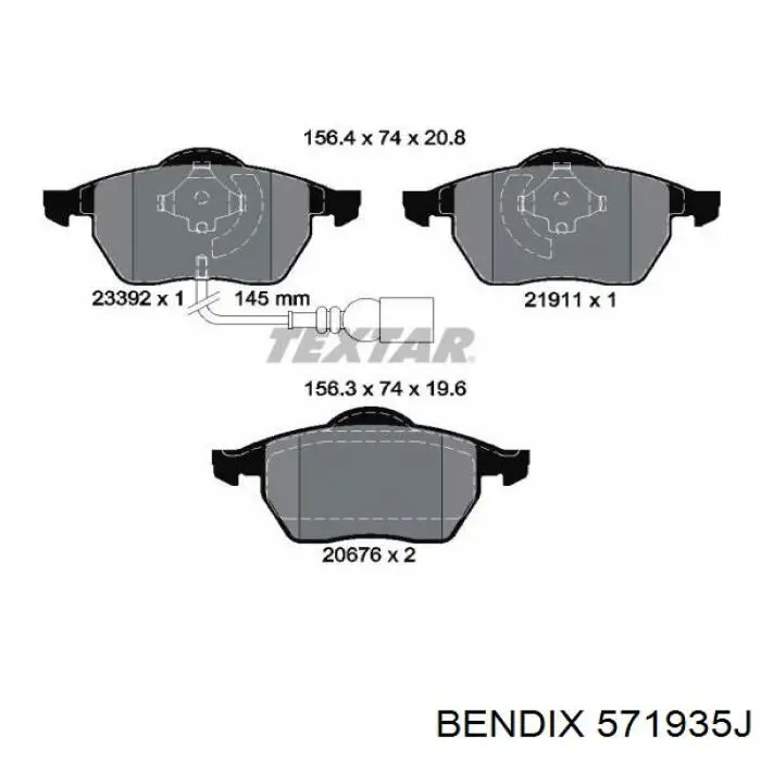 Тормозні колодки Jurid/Bendix 571935J