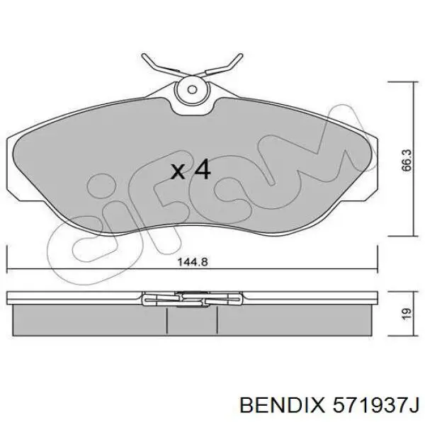 571937J Jurid/Bendix Передні гальмівні колодки
