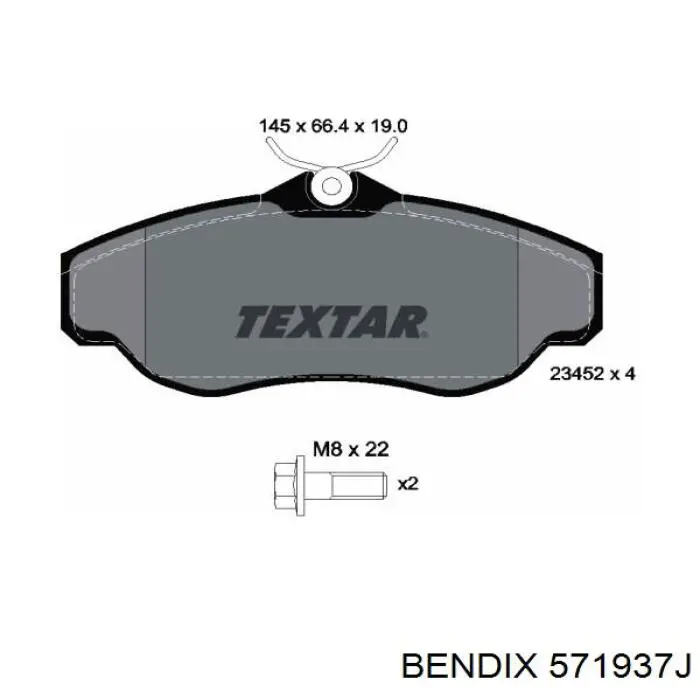 Передні тормозні колодки 571937J Jurid/Bendix