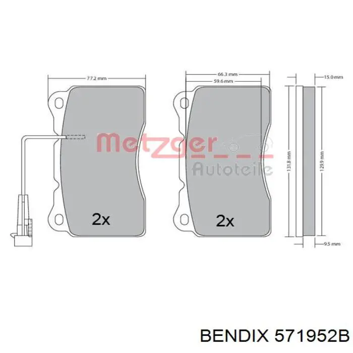 571952B Jurid/Bendix Передні гальмівні колодки