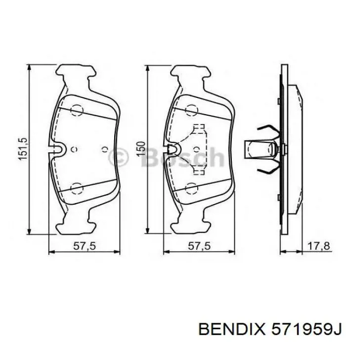 Гальмівні колодки Jurid/Bendix 571959J ціна, від 28.25 USD