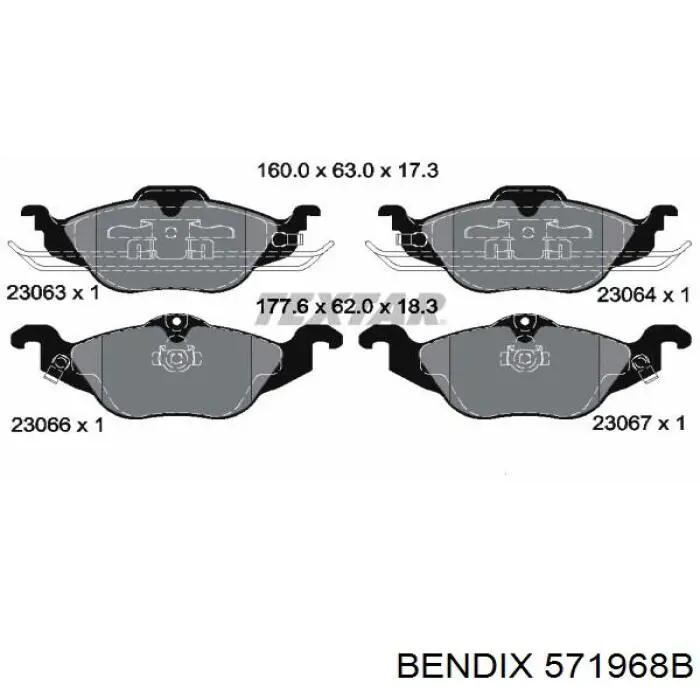 Передні тормозні колодки 571968B Jurid/Bendix
