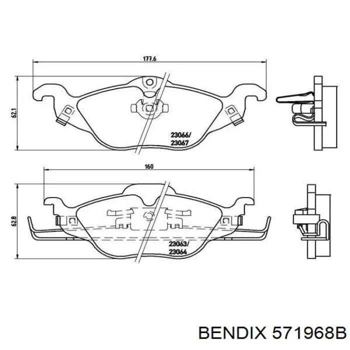 Гальмівні колодки Jurid/Bendix 571968B ціна, від 19.78 USD