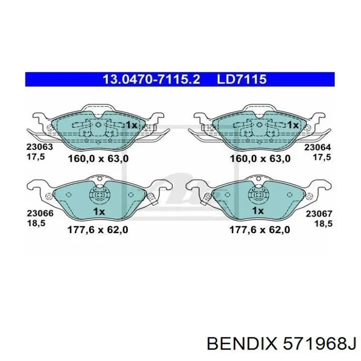 Гальмівні колодки Jurid/Bendix 571968J ціна, від 24.61 USD
