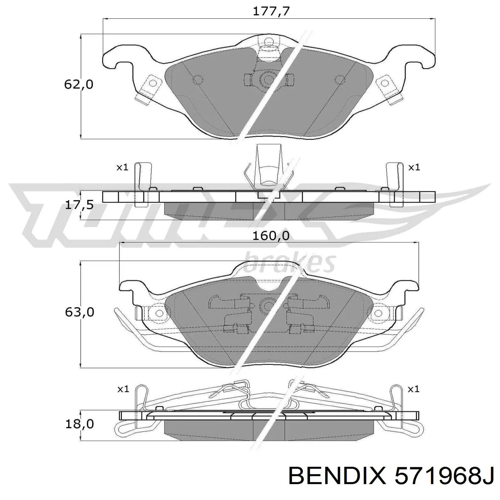 571968J Jurid/Bendix Передні гальмівні колодки