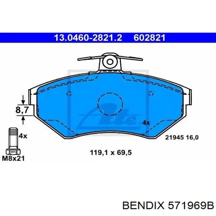 Гальмівні колодки Jurid/Bendix 571969B ціна, від 16.49 USD