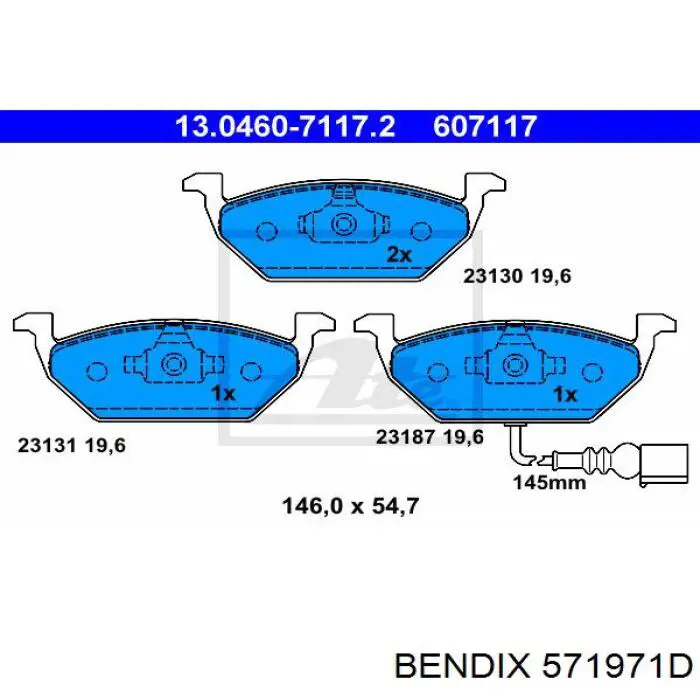 Купити 571971D Jurid/Bendix Колодки гальмівні передні, дискові
