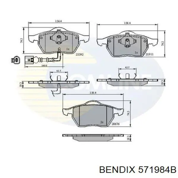 571984B Jurid/Bendix Передні гальмівні колодки