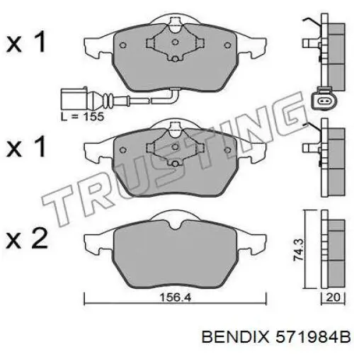 Гальмівні колодки Jurid/Bendix 571984B ціна, від 23.28 USD