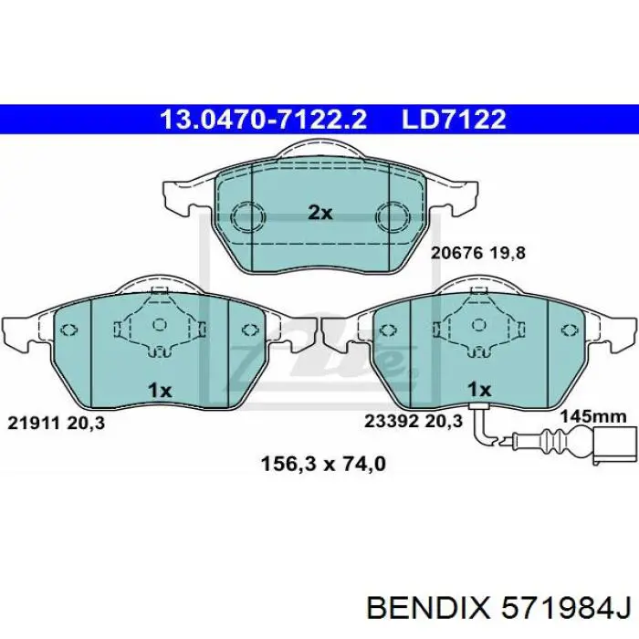 Тормозні колодки Jurid/Bendix 571984J