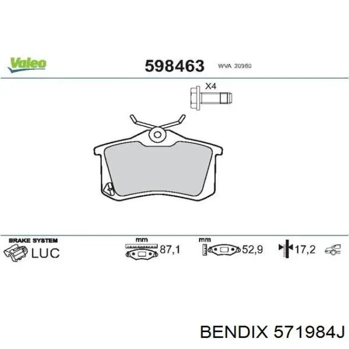Гальмівні колодки Jurid/Bendix 571984J ціна, від 32.76 USD