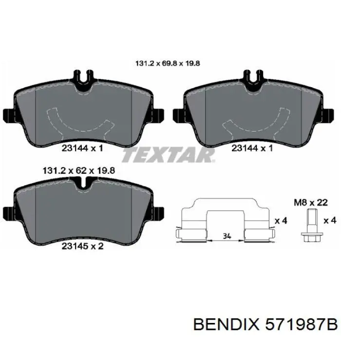 Гальмівні колодки Jurid/Bendix 571987B ціна, від 20.99 USD