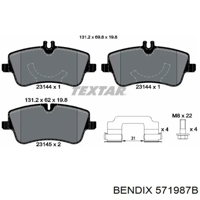 Гальмівні колодки Jurid/Bendix 571987B ціна, від 20.99 USD