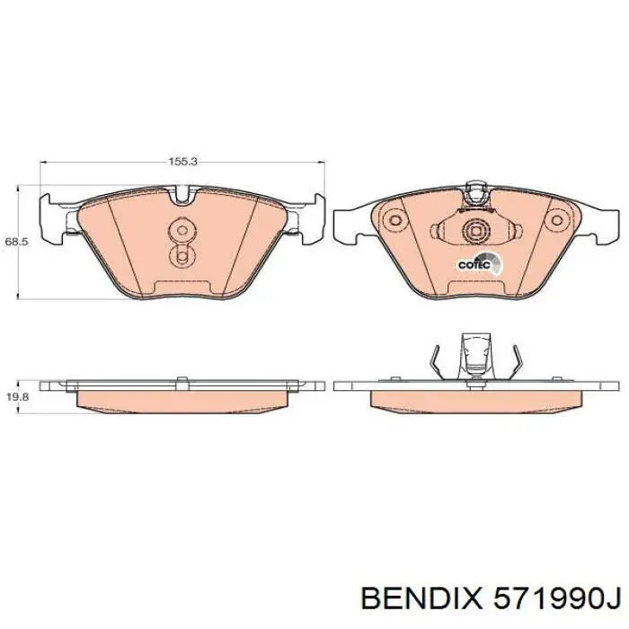 Передні тормозні колодки 571990J Jurid/Bendix