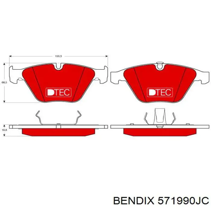 Передні тормозні колодки 571990JC Jurid/Bendix