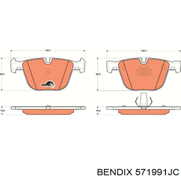 Задні гальмівні колодки 571991JC Jurid/Bendix