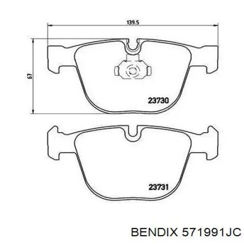 Задні гальмівні колодки Jurid/Bendix 571991JC ціна, від 48.54 USD