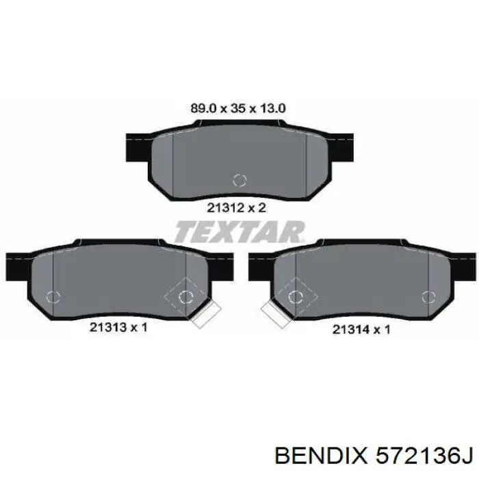 572136J Jurid/Bendix Колодки гальмівні задні, дискові