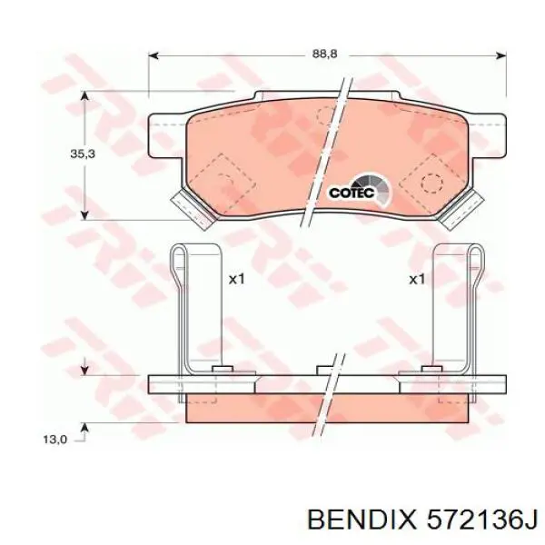 Задні дискові колодки Jurid/Bendix 572136J