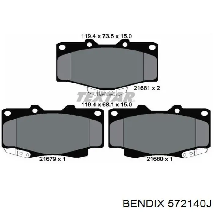Передні тормозні колодки 572140J Jurid/Bendix