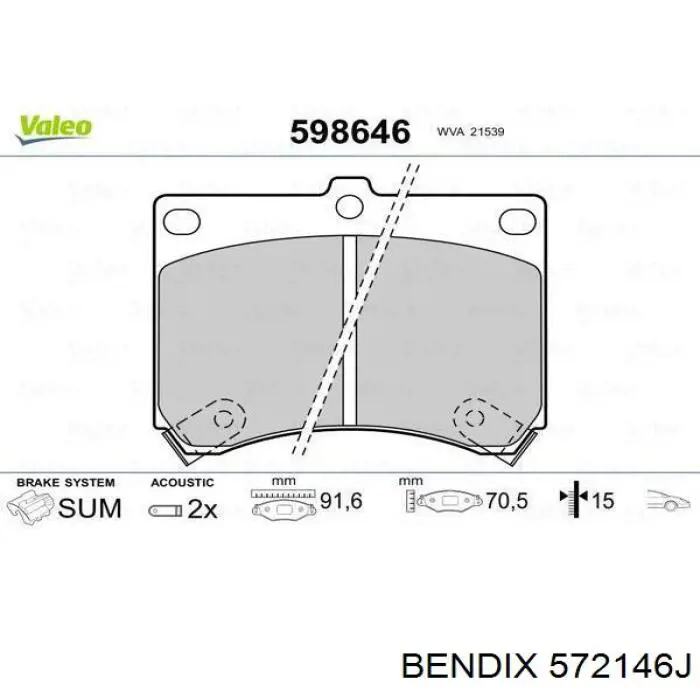 Гальмівні колодки Jurid/Bendix 572146J ціна, від 14.76 USD
