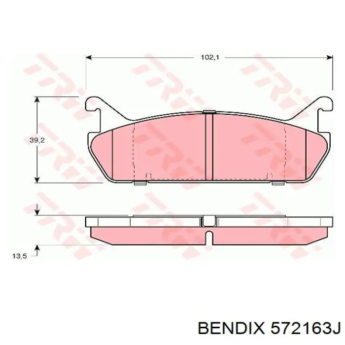 572163J Jurid/Bendix колодки гальмові задні, дискові
