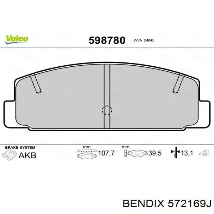 572169J Jurid/Bendix Колодки гальмівні задні, дискові