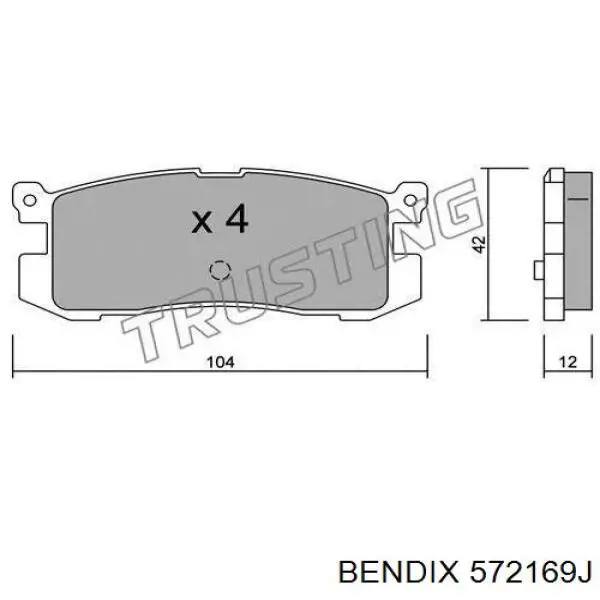 Задні гальмівні колодки Jurid/Bendix 572169J ціна, від 13.80 USD