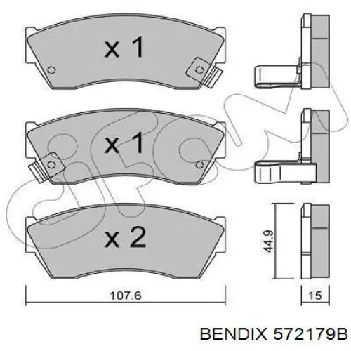 572179B Jurid/Bendix колодки гальмівні передні, дискові