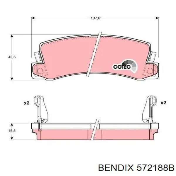 572188B Jurid/Bendix колодки гальмові задні, дискові