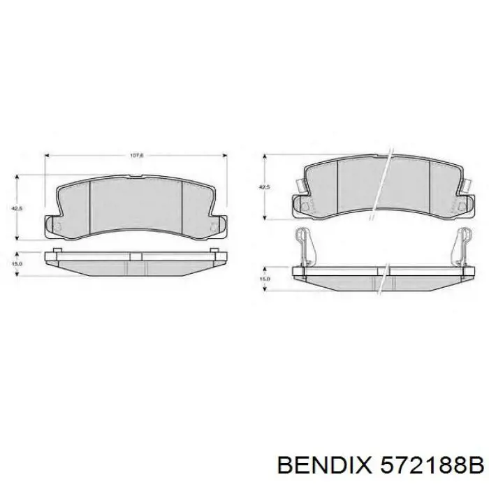 Задні гальмівні колодки 572188B Jurid/Bendix