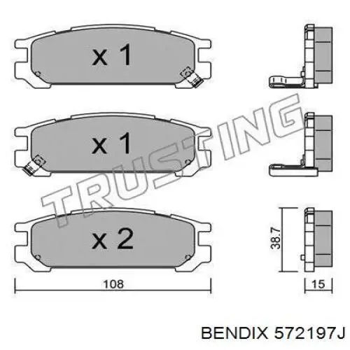 Колодки гальмові задні, дискові 572197J Jurid/Bendix