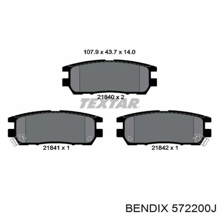 Задні гальмівні колодки 572200J Jurid/Bendix