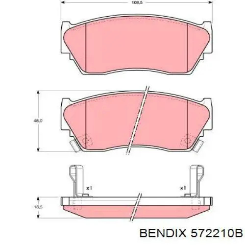 572210B Jurid/Bendix колодки гальмівні передні, дискові