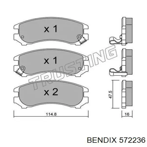 Передні тормозні колодки 572236 Jurid/Bendix