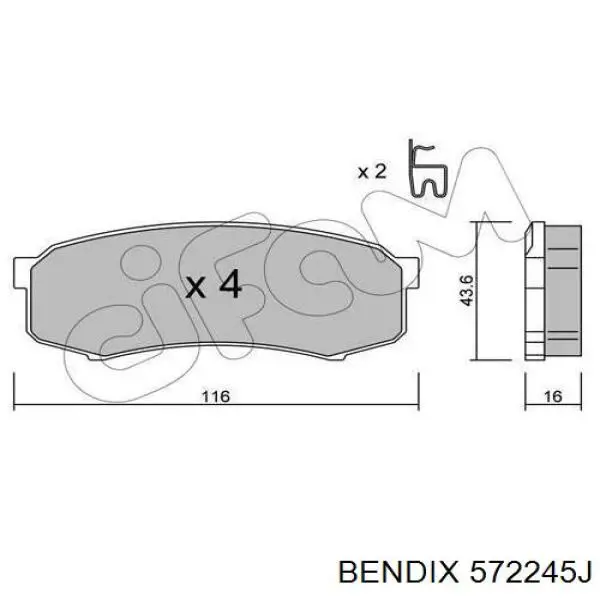 Задні гальмівні колодки 572245J Jurid/Bendix
