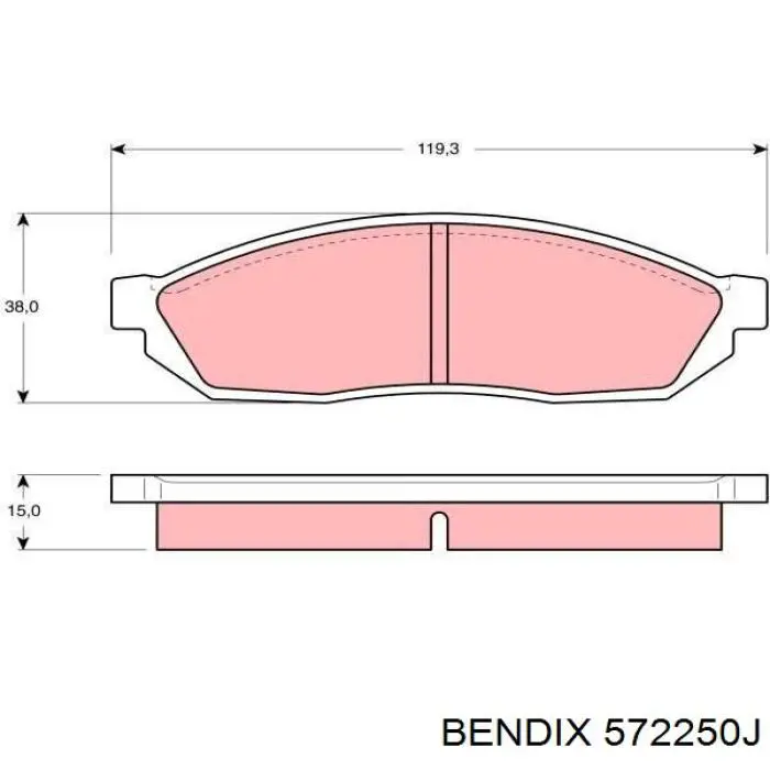 572250J Jurid/Bendix колодки гальмівні передні, дискові