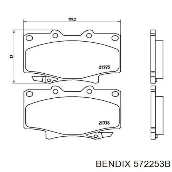 572253B Jurid/Bendix Передні гальмівні колодки