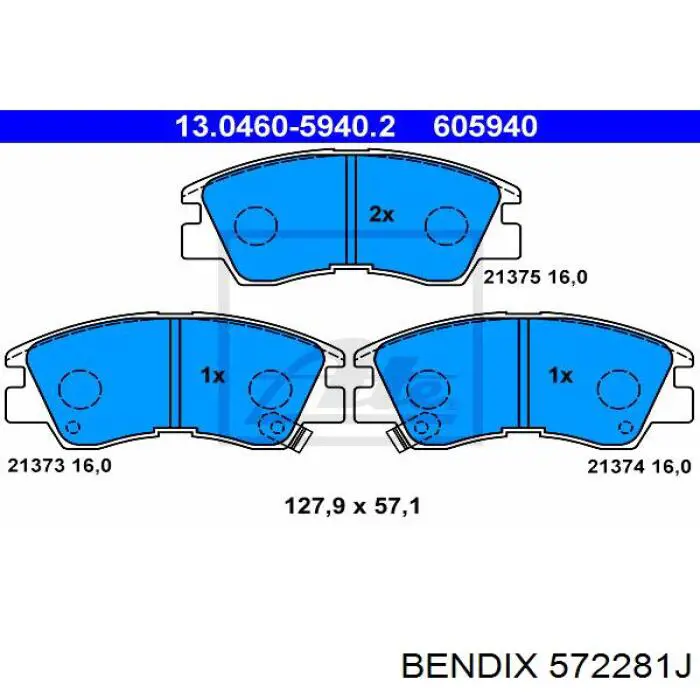 572281J Jurid/Bendix колодки гальмівні передні, дискові