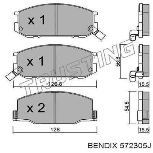 572305J Jurid/Bendix колодки гальмівні передні, дискові